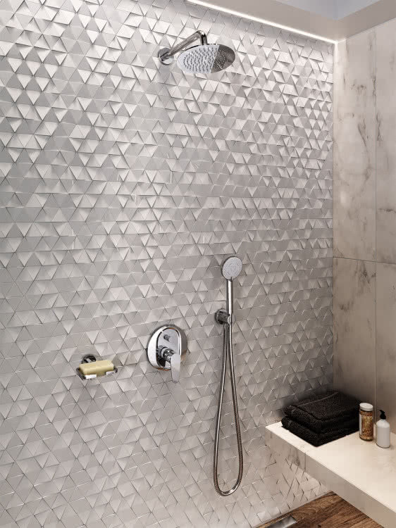 Aranżacja strefy prysznicowej, przy użyciu armatury marki Ferro Aranżacja strefy prysznicowej, przy użyciu armatury marki Ferro